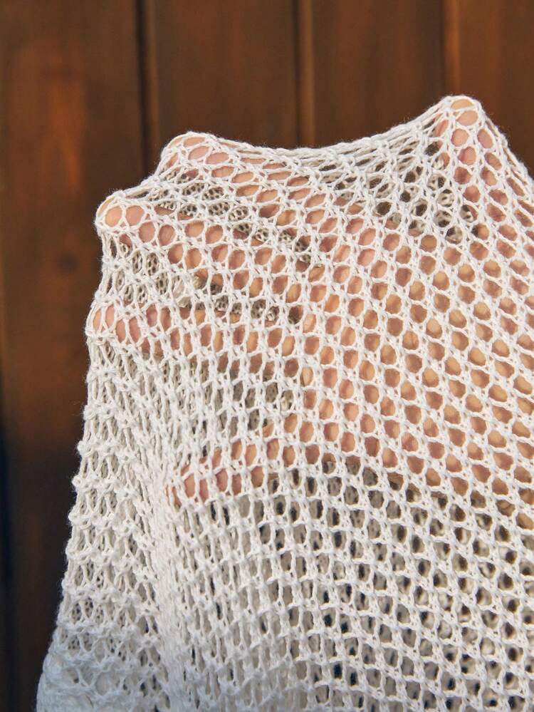 Solid Color High Side Slit Long Sleeve Kimono Style Cover-Up Summer