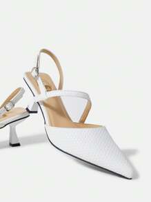 女士簡約新款時尚高跟泵鞋 - 白色 - 查看 1