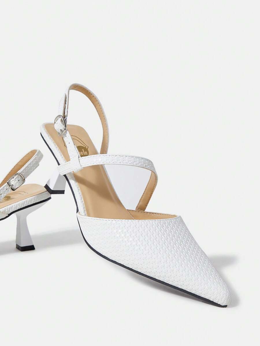 女士簡約新款時尚高跟泵鞋 - 白色 - 查看 1