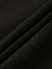 Sudadera con capucha y diseño de texto para hombres de talla grande - Negro - Ver 3