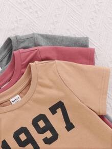 SHEIN 6 Pezzi/set Abiti Casual Per Bambino Con Stampa Digitale, Maglietta A Maniche Corte E Pantaloncini Coordinati - Multicolore - Visualizzare 4