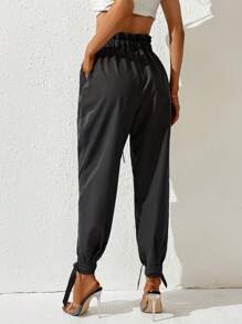 Chiquease 女式純色踝帶錐形褲 - 深灰色 - 查看 2