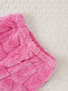 少女保暖抓絨長袖上衣長褲家居服套裝搭配心型細節 - 玫紅色 - 查看 4