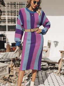 SHEIN LUNE Ngoại cỡ Thả vai Khối màu Áo len dệt kim Đầm Không có thắt lưng - Nhiều màu - Xem 5