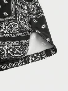 GENTILAND 男款夏威夷印花短褲,帶有利圖案 - 黑色 - 查看 5