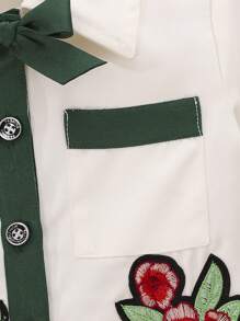 嬰兒女孩時尚刺繡拼色夾克 - 杏色 - 查看 5