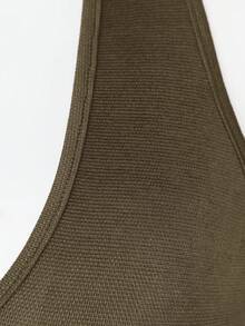 SHEIN BAE Của phụ nữ Màu thuần Halter Neck Áo liền quần Với Pháo sáng Chân - xanh quân đội - Xem 6