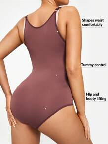 SHAPORA Chất rắn Bodysuit định hình - Rỉ Nâu - Xem 3