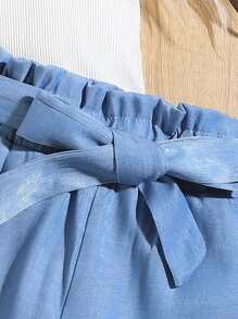 SHEIN Tween Girl Solid Color Vest And Shorts 2pcs/Set