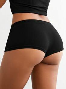 Ocili Quần short sọc ngang lưng trơn thoải mái kiểu Brazil cực kỳ co giãn và thân thiện với da-Đen - màu đen - Xem 5