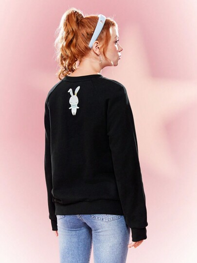 CARDCAPTOR SAKURA | SHEIN Sudadera Con Estampado De Dibujos Animados Y Manga Raglán Con Cuello Redondo