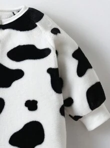 SHEIN Mono con forma de vaca y decoración de cola peluda para bebés niños, ropa de casa - Multicolor - Ver 4