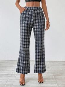 Chiquease Karierte Ausgestellte Hose Mit Schräger Tasche