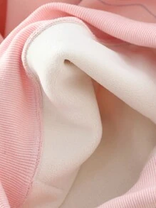 少女卡通印花加厚抓绒卫衣，粉色，秋季 - 粉色 - 查看 6