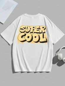 Teenage Boys' Casual Letter Print Short Sleeve T-shirt Suitable For Summer - White - View 1