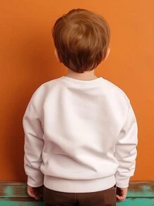 男孩聖誕印花保暖衬里運動衫 - 白色 - 查看 2