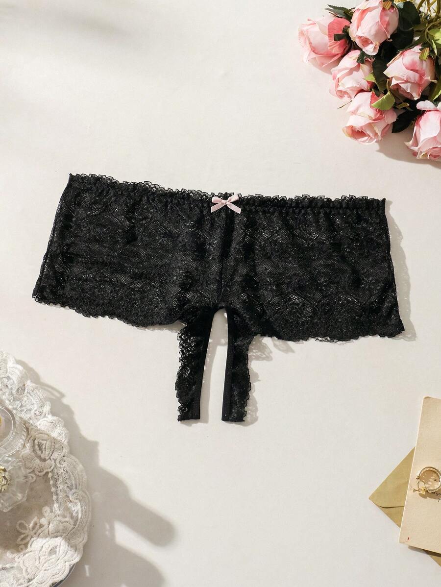 SHEIN Classic Sexy Plus Size Sexy Lace Bow Knot Panties SHEIN USA