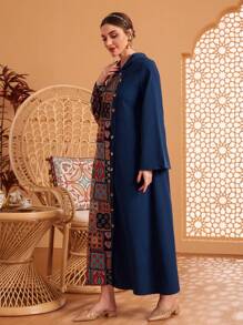 Al Najma 女士花卉印花連帽裙 - 藍色 - 查看 5