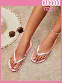 Grefit Women Glitter Outdoor Slippers, Fashionable Flip Flops For Outdoor - Pink - View 1