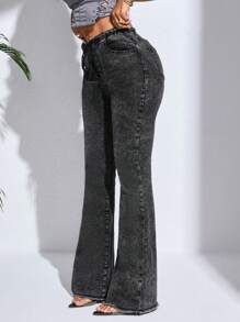 SHEIN SXY Cross-tied Bodycon Flared Jeans - Black - View 2