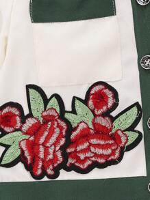 嬰兒女孩時尚刺繡拼色夾克 - 杏色 - 查看 6