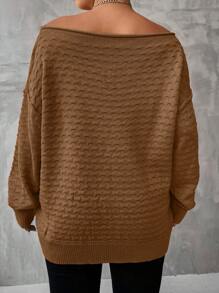 Mulvari Plus Size Women's Drop Shoulder Textured Sweater