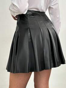 SHEIN Pleated Pu Skirt