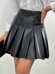 SHEIN Pleated Pu Skirt