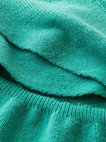 SHEIN Unity Plus Size Hollow Out Knitted Wrap Front Slit Sweater Dress - Green - View 5