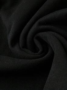 SHEIN LUNE 大尺碼心形圖案設計與抽繩細部連帽運動衫 - 黑色 - 查看 3