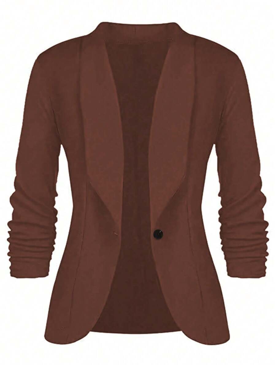 SHEIN Clasi Của phụ nữ Kích thước lớn Cape Không nút Áo vest - màu nâu - Xem 1