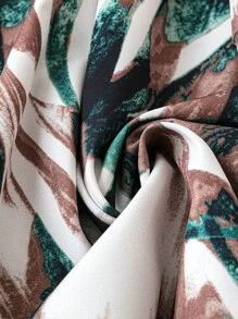 SHEIN LUNE Plus Size Women's Belted Shirt Dress With All-Over Print - Multicolor - View 4