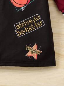 SHEIN Little Girls' Text Print Color Block Dress - Multicolor - View 6