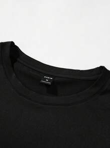 Manfinity Roughcore Camiseta Casual De Ajuste Holgado Para Hombres Con Palabras Impresas - Negro - Ver 6