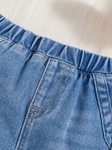 SHEIN 男嬰牛仔褲(附實用口袋) - 淺色水洗藍 - 查看 5