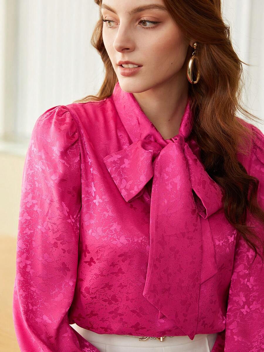 BizChic 女領口提花襯衫 - 西瓜粉 - 查看 1