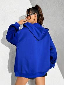 SHEIN Unity 女款帽衫開襟運動衫 - 藍色 - 查看 2