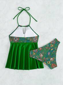 SHEIN Swim Summer Flower Pattern Cami Tankini Set Carnival - Multicolor - View 4