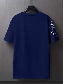 Manfinity LEGND Men Splash Ink & Butterfly Print Tee - Navy Blue - View 2