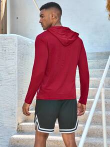 Manfinity Sport Corelite 男士字母拼接连帽运动卫衣 - 橘色 - 查看 2