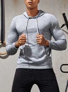 Manfinity Sport Corelite Boyfriend Style Men's Hooded Sportswear With Drawstring And Letter Print Hoodie Boyfriend Style Men Sweatshirt