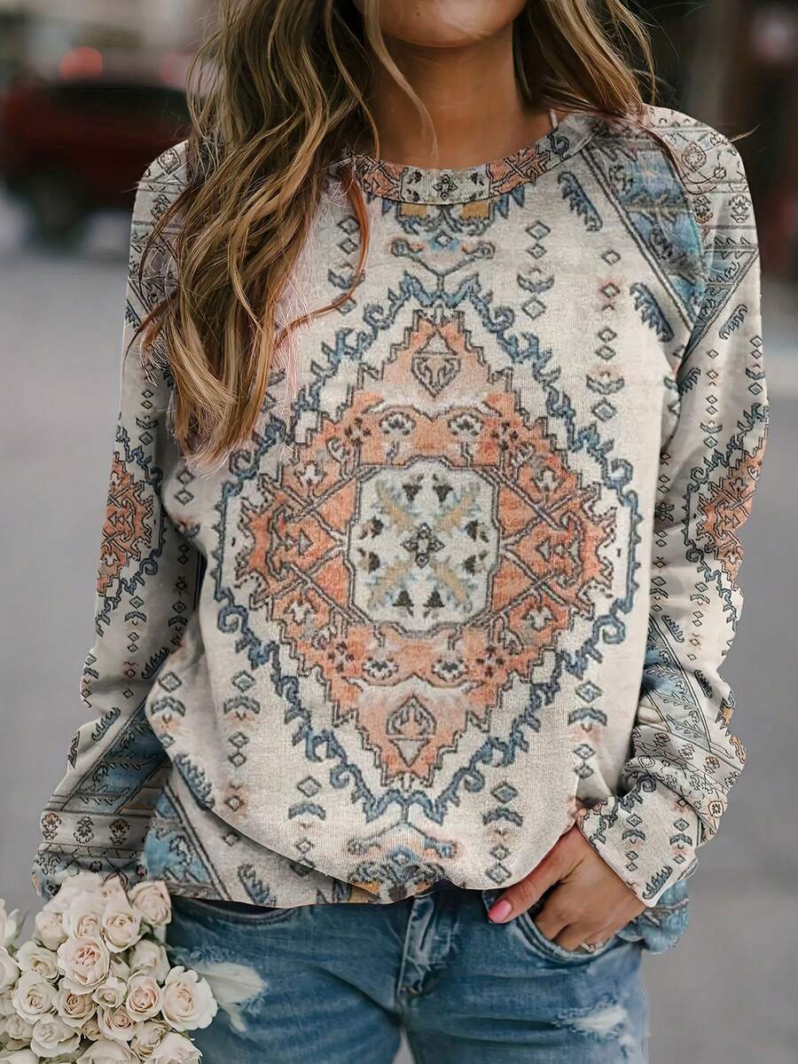 In hoa Paisley Tay Raglan Áo nỉ - Nhiều màu - Xem 1