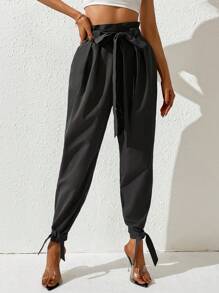 Chiquease 女式純色踝帶錐形褲 - 深灰色 - 查看 4