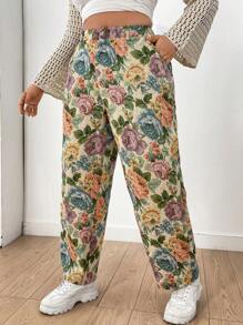 Flirla 大尺寸花卉印花直筒褲 - 彩色 - 查看 1