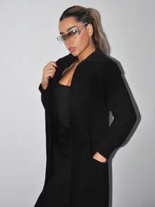 SHEIN ICON Cardigan Largo De Un Solo Color