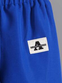 SHEIN Little Girls' Teddy Lined Zip-up Hooded Jacket And Long Pants Set - Blue - View 5