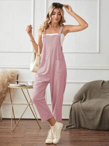 Chiquease Corduroy Dungarees With Double Pockets - Baby Pink - View 6