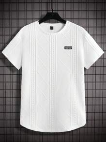 EASEVO Herren Große Größen Lässig Locker geschnitten Kurzarm T-Shirt, Jacquard, Urlaub, Vatertagsgeschenke, Fußball - Weiss - Übersicht 1
