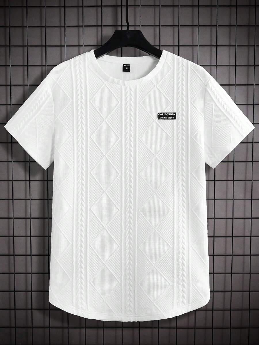 EASEVO Herren Große Größen Lässig Locker geschnitten Kurzarm T-Shirt, Jacquard, Urlaub, Vatertagsgeschenke, Fußball - Weiss - Übersicht 1