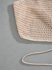 Flirla Plus Size Women's Halter Backless Knitted Top - Apricot - View 4